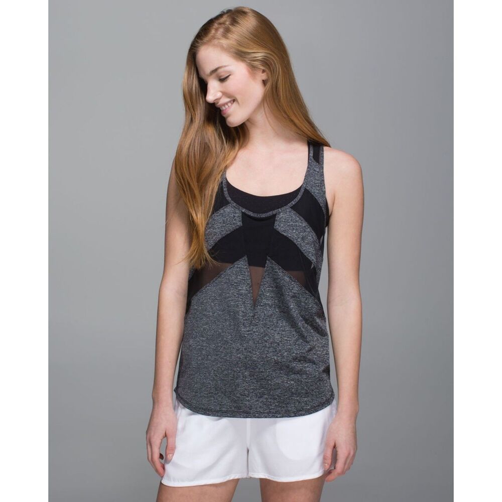 Lululemon If You’re Lucky Tank Size 2 EUC Heathered Black/Black
